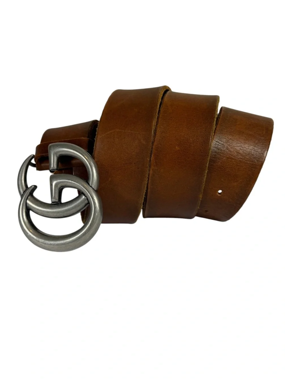 GUCCI GG Marmont Leather Belt (Style 406831) in Brown Size 85/34